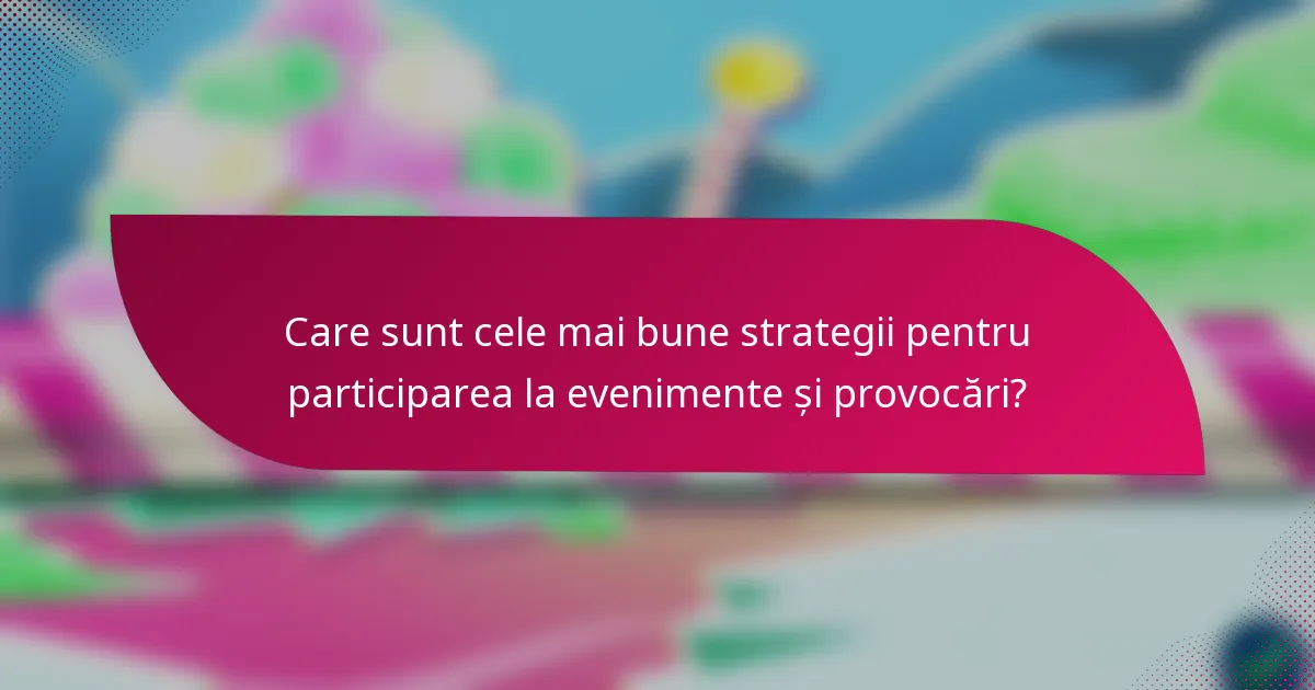 Care sunt cele mai bune strategii pentru participarea la evenimente și provocări?