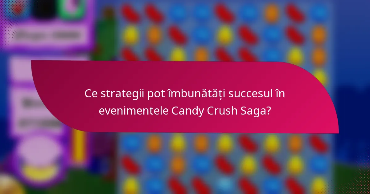 Ce strategii pot îmbunătăți succesul în evenimentele Candy Crush Saga?