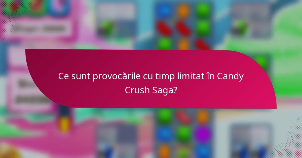 Ce sunt provocările cu timp limitat în Candy Crush Saga?