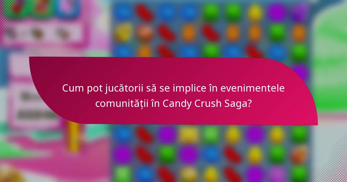 Cum pot jucătorii să se implice în evenimentele comunității în Candy Crush Saga?