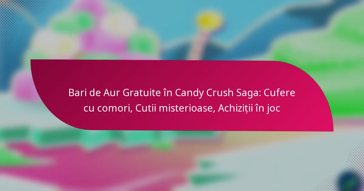 Bari de Aur Gratuite în Candy Crush Saga: Cufere cu comori, Cutii misterioase, Achiziții în joc