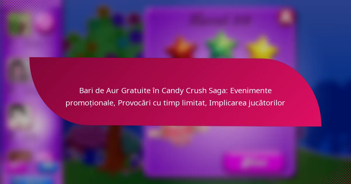Bari de Aur Gratuite în Candy Crush Saga: Evenimente promoționale, Provocări cu timp limitat, Implicarea jucătorilor
