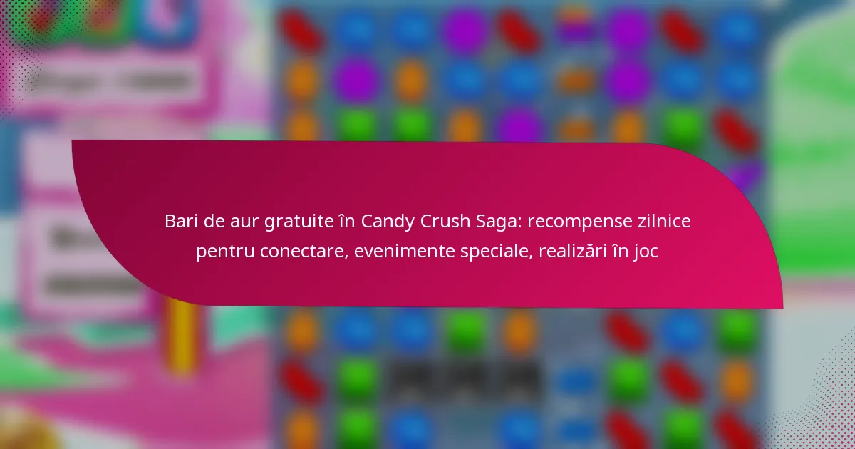 Bari de aur gratuite în Candy Crush Saga: recompense zilnice pentru conectare, evenimente speciale, realizări în joc