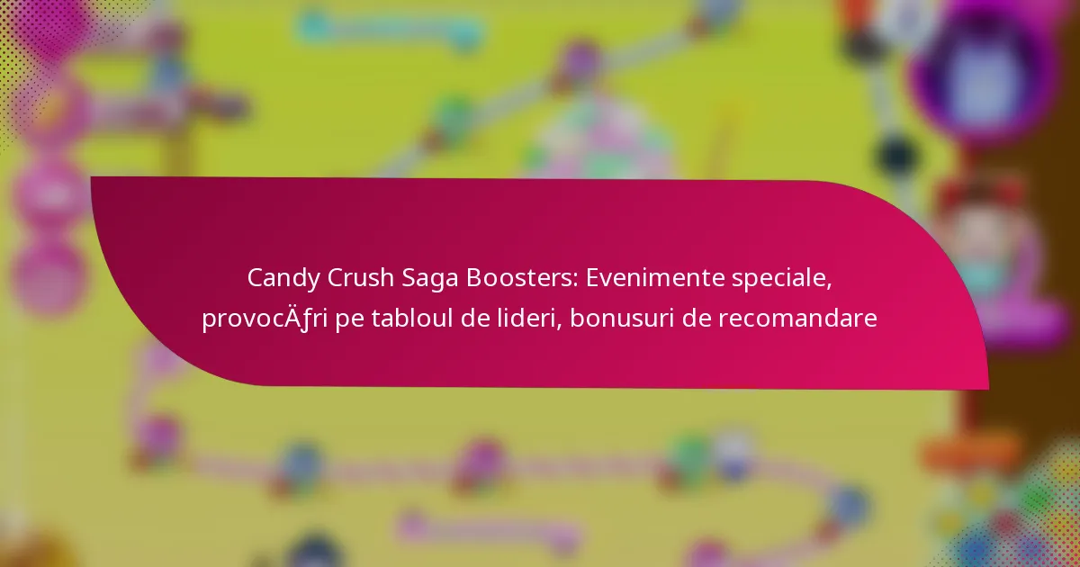 Candy Crush Saga Boosters: Evenimente speciale, provocări pe tabloul de lideri, bonusuri de recomandare