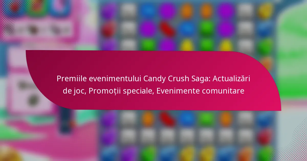 Premiile evenimentului Candy Crush Saga: Actualizări de joc, Promoții speciale, Evenimente comunitare