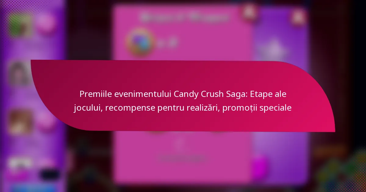 Premiile evenimentului Candy Crush Saga: Etape ale jocului, recompense pentru realizări, promoții speciale