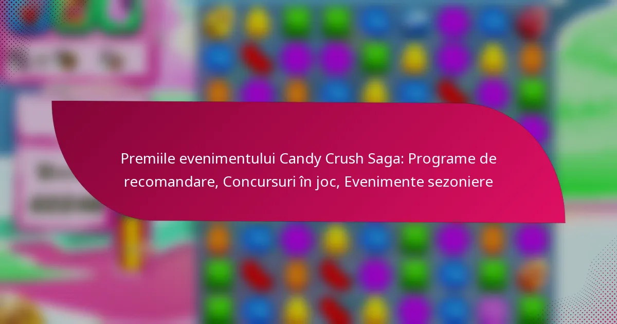 Premiile evenimentului Candy Crush Saga: Programe de recomandare, Concursuri în joc, Evenimente sezoniere