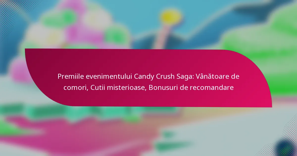 Premiile evenimentului Candy Crush Saga: Vânătoare de comori, Cutii misterioase, Bonusuri de recomandare